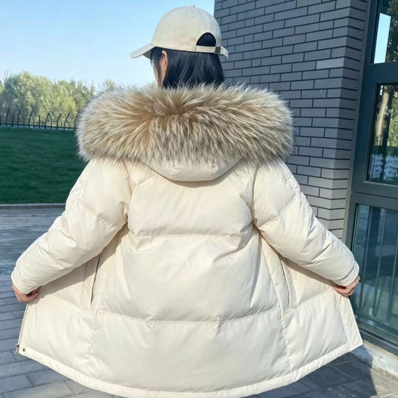アライグマの毛皮の襟付きジャケット、女性用本物の毛皮の襟、暖 - Winter Clothing Pk のレビューと価格