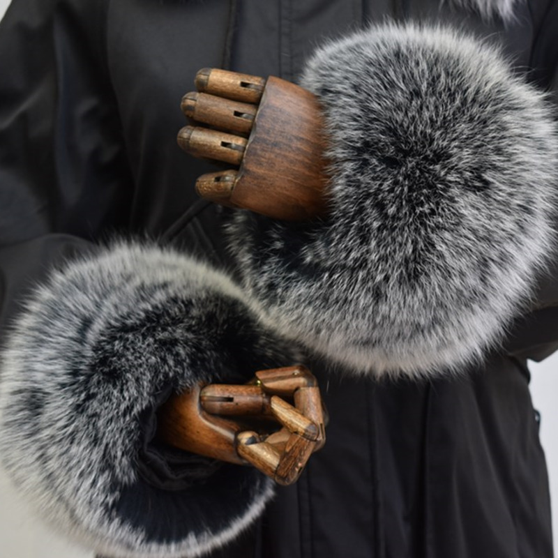 キツネの毛皮の袖口女性のための全体革スリーブサークル天然毛皮 - Winter Clothing Drawing のレビューと価格