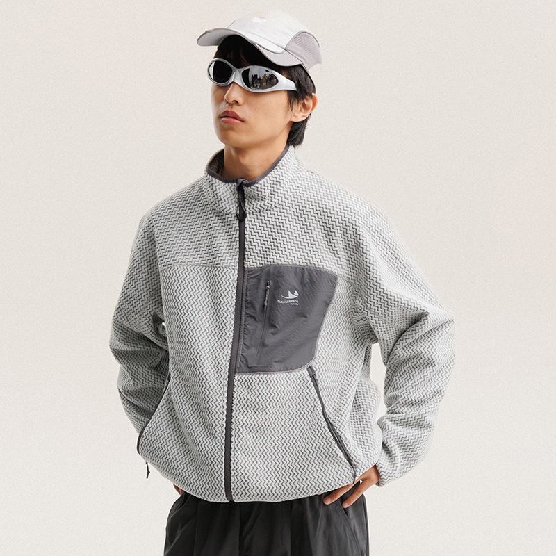秋冬ポーラーフリース波状ストライプジャケット男性女性アウトド - Winter Clothing Drawing のレビューと価格