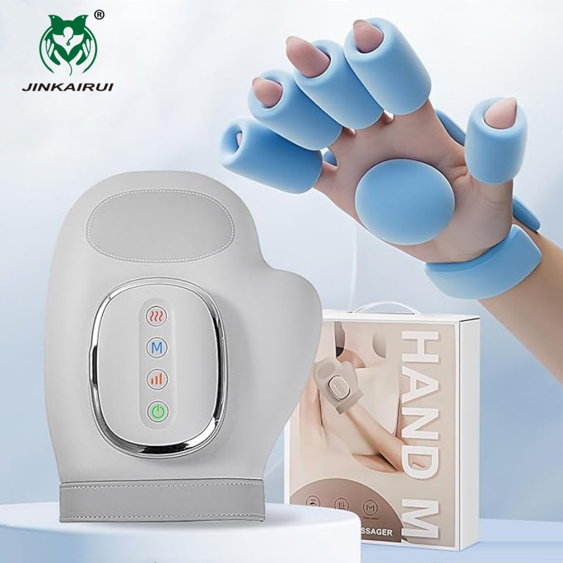 Heated Gloves Electric - 最新のポータブル電動ハンドマッサージャー熱エアバッグ圧縮コードレスグローブマッサージ指手のひらフルラップリラクゼーション