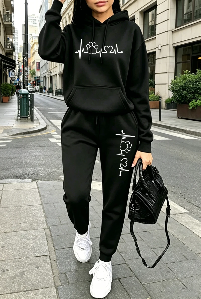 2026年 レディーストラックスーツ プリント入りカジュアル - Winter Clothing For Women のレビューと価格