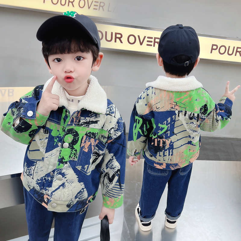 キッズベビー暖かいデニムジャケットパーカーコート毛皮付き幼児 - Winter Clothing Drawing のレビューと価格