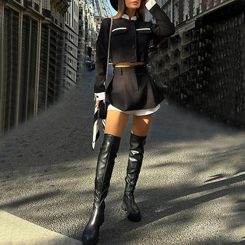 TARUXY ツイードショーツスカートツーピースセット女性エ - Winter Clothing Pk のレビューと価格