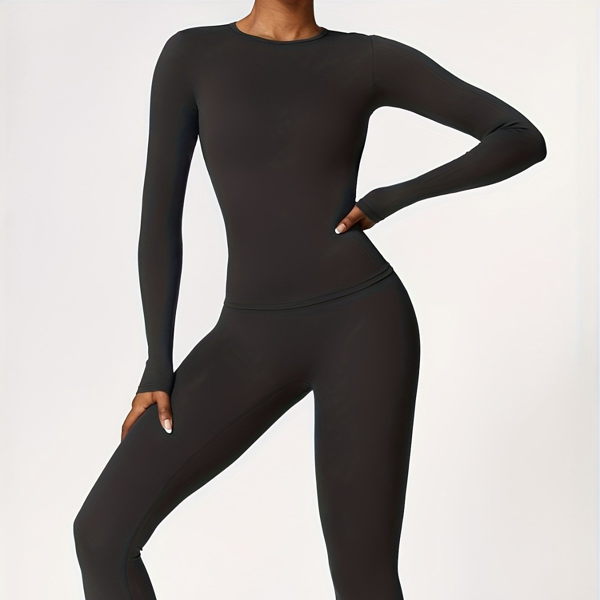 タイトフィットヨガスーツスリム長袖アウトドアランニングスポー - Winter Clothing For Women のレビューと価格