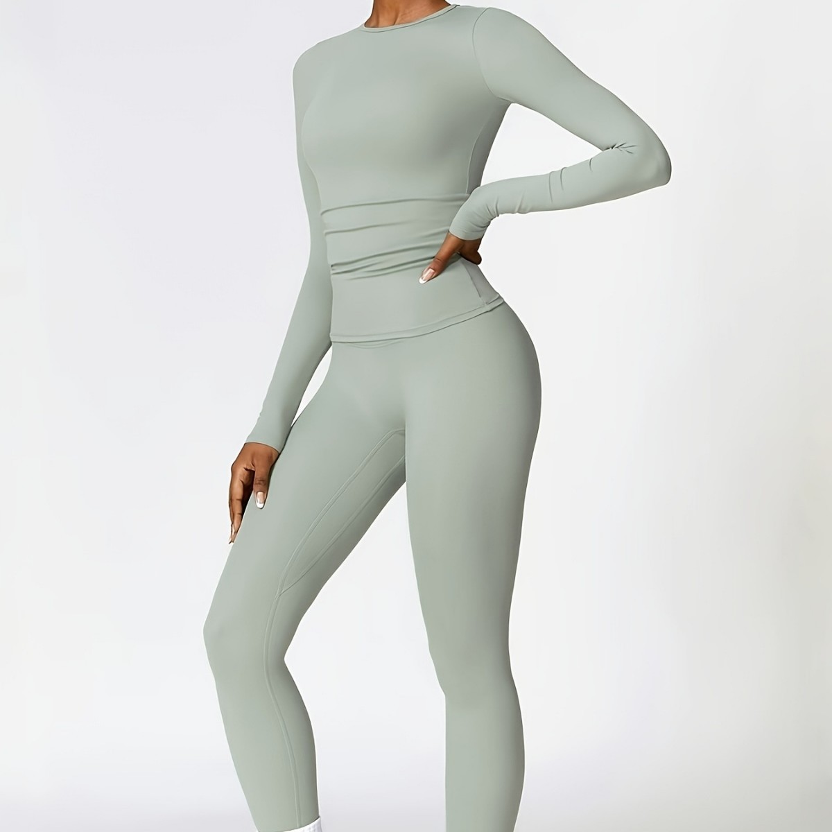 タイトフィットヨガスーツスリム長袖アウトドアランニングスポー - Winter Clothing For Women のレビューと価格