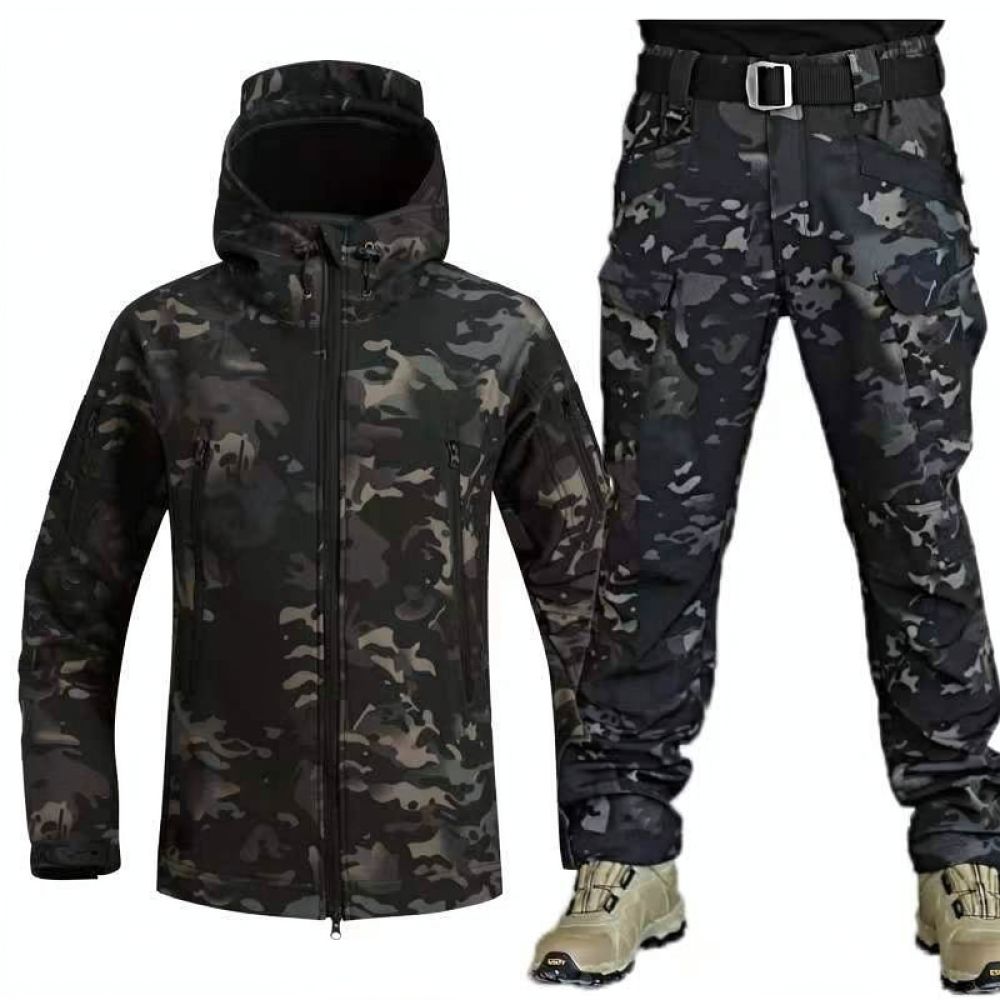 冬用迷彩柄ソフトシェルスーツ、アウトドア用タクティカルジャケ - Winter Clothing Hiking のレビューと価格
