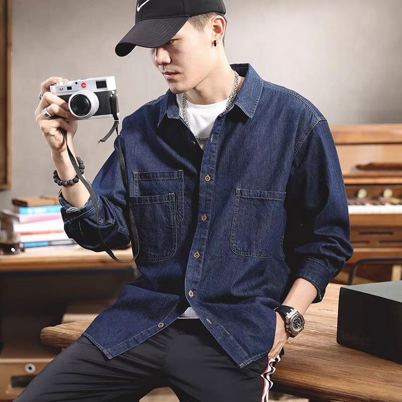 春の若者向けハンサムデニムツール加工長袖シャツメンズインスタ - Winter Clothing Pk のレビューと価格