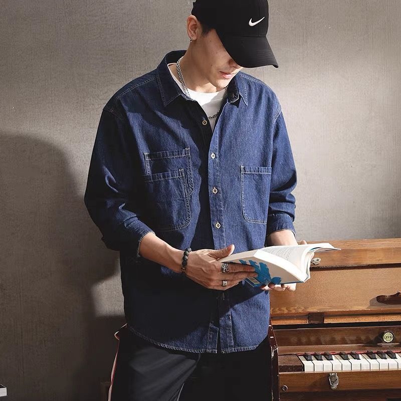 春の若者向けハンサムデニムツール加工長袖シャツメンズインスタ - Winter Clothing Pk のレビューと価格