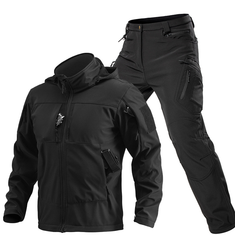 男性用アウトドアタクティカルソフトシェルスーツ フード付きフ - Winter Clothing Pk のレビューと価格
