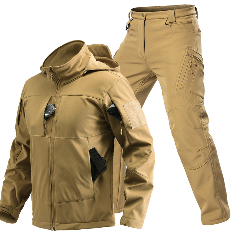 男性用アウトドアタクティカルソフトシェルスーツ フード付きフ - Winter Clothing Pk のレビューと価格