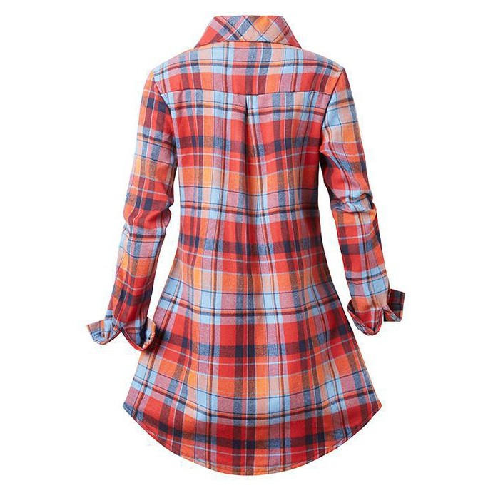チェック柄の長袖シャツワンピース、女性向け、カジュアル、襟付 - Winter Clothing For Women のレビューと価格