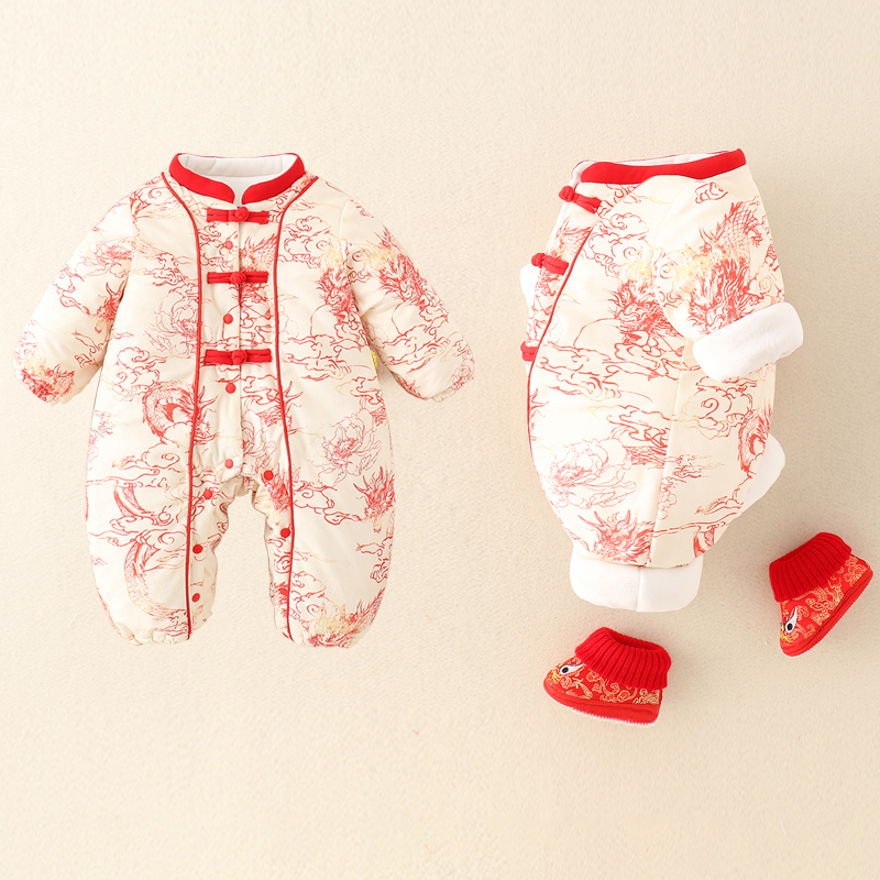 0～2歳の赤ちゃん向け、厚手の冬用ベビー服、裏起毛のロンパー - Winter Clothing Drawing のレビューと価格