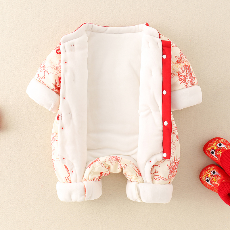 0～2歳の赤ちゃん向け、厚手の冬用ベビー服、裏起毛のロンパー - Winter Clothing Drawing のレビューと価格