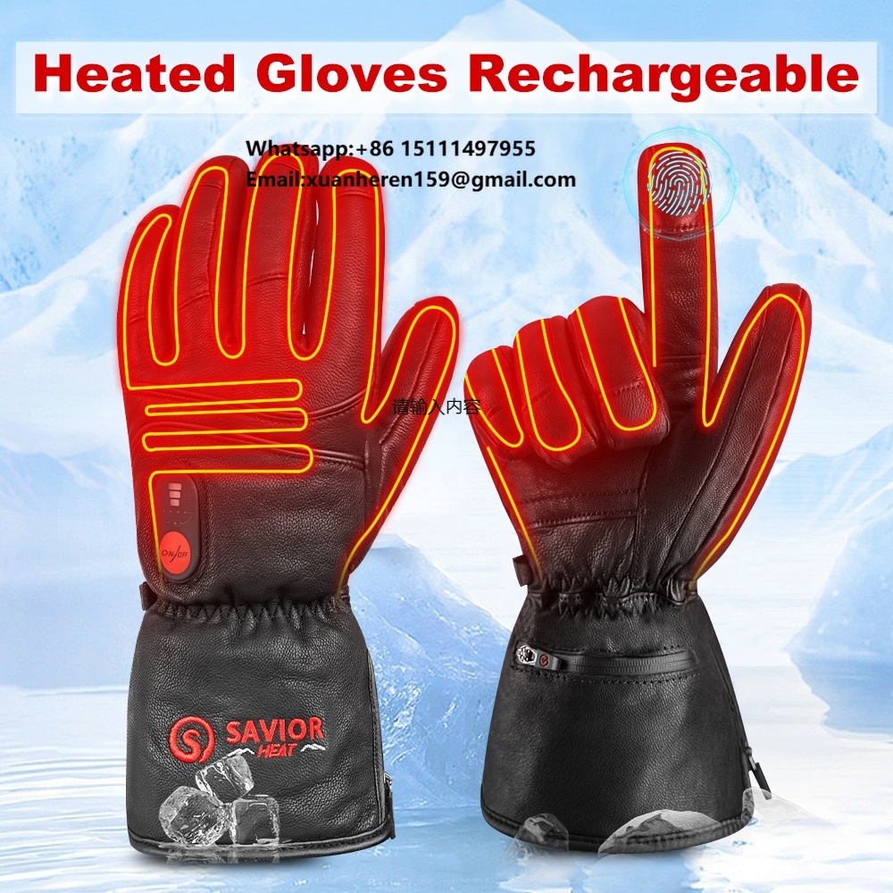 加熱された革手袋男性女性冬防水タッチスクリーン熱電気ハンドウ - Heated Gloves Electric のレビューと価格
