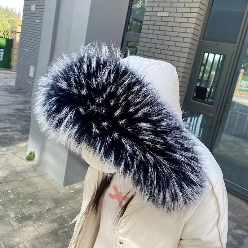 アライグマの毛皮の襟付きジャケット、女性用本物の毛皮の襟、暖 - Winter Clothing Pk のレビューと価格