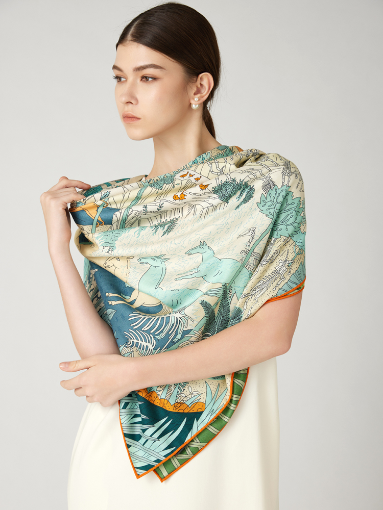 両面スカーフ レディース 大判シルクウールショール ソフトで - Winter Clothing Hong Kong のレビューと価格