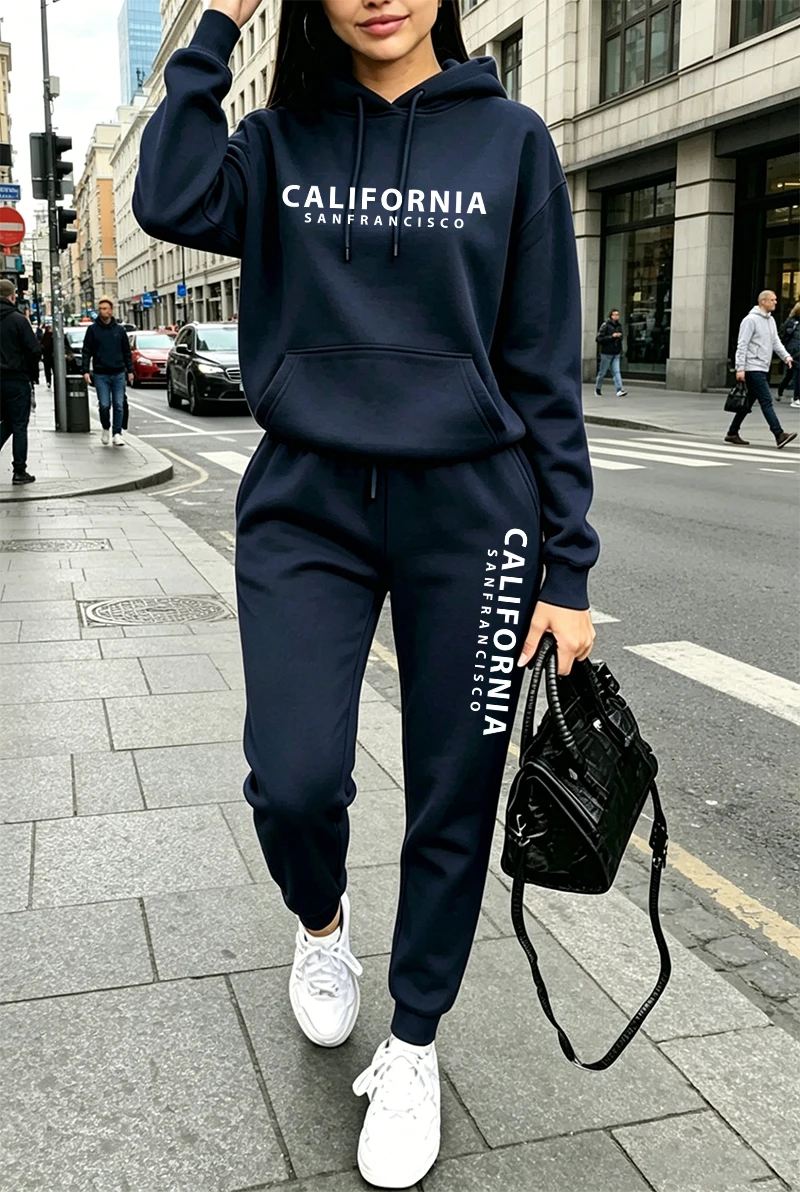 高品質レディーストラックスーツプリントカジュアルフーディスウ - Winter Clothing For Women のレビューと価格