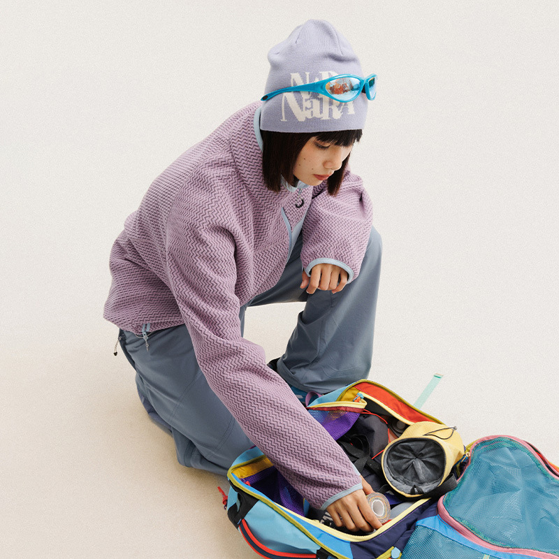 秋冬ポーラーフリース波状ストライプジャケット男性女性アウトド - Winter Clothing Hiking のレビューと価格