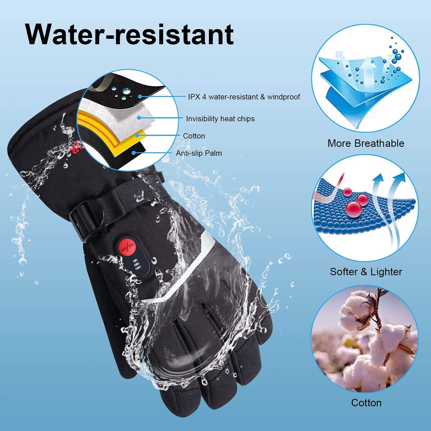 スノーディア-男性と女性のためのサーマルスキーグローブ、防水 - Heated Gloves Electric のレビューと価格
