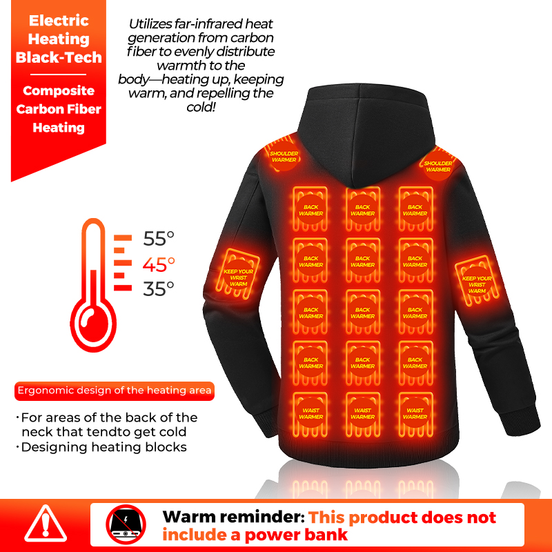 ヒーター内蔵パーカー、26箇所の加熱ゾーン、全身を暖める、冬 - Winter Clothing Hiking のレビューと価格