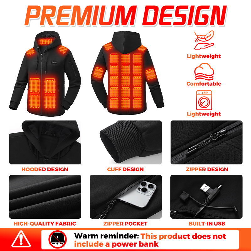 ヒーター内蔵パーカー、26箇所の加熱ゾーン、全身を暖める、冬 - Winter Clothing Hiking のレビューと価格