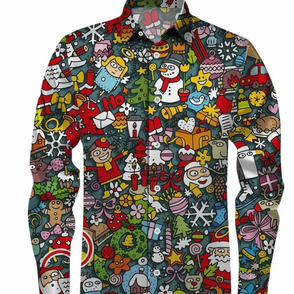 メンズ長袖クリスマスプリントシャツ、襟付きボタン、快適な冬の - Winter Clothing Gift Ideas のレビューと価格