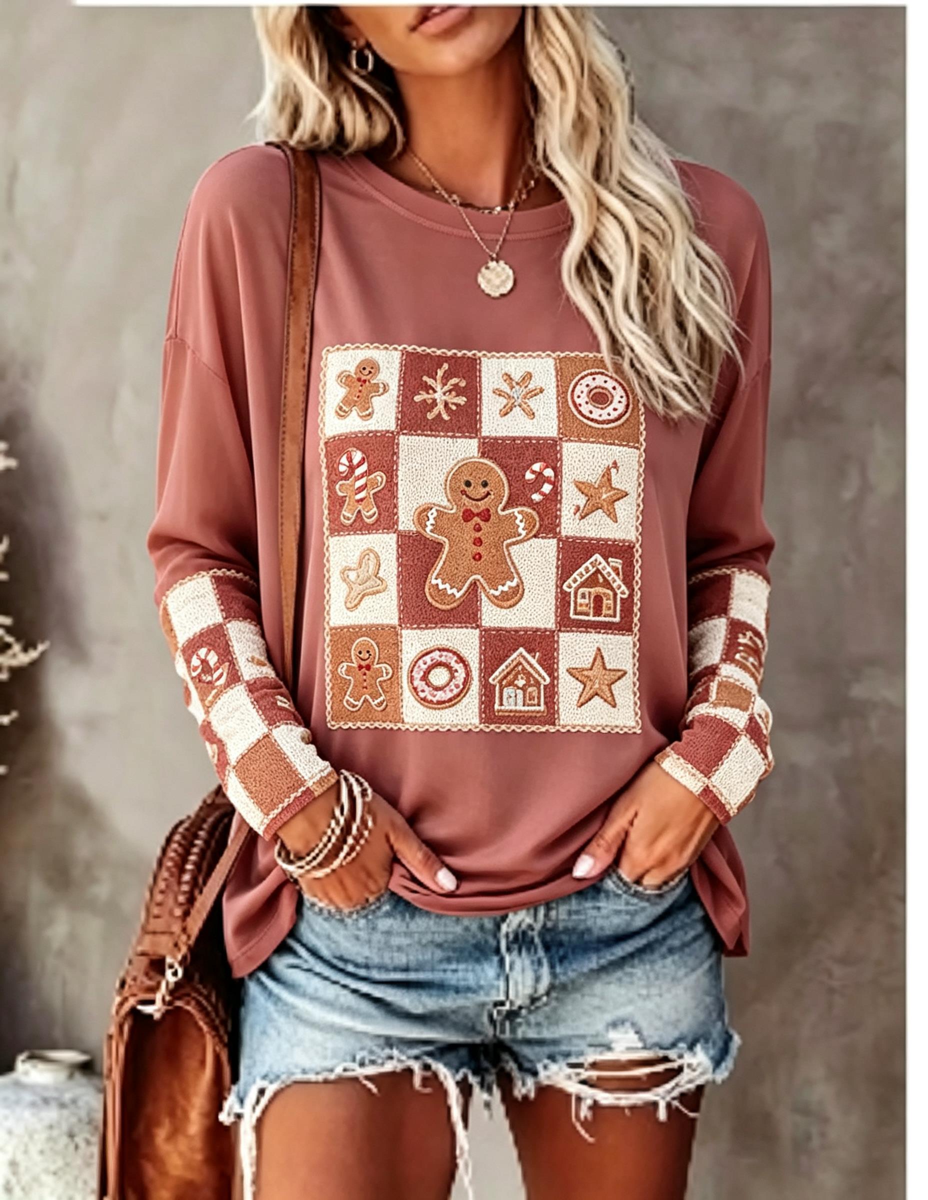 レディース 長袖Tシャツ、フォックス、ウサギ、パッチワーク、 - Winter Clothing For Women のレビューと価格