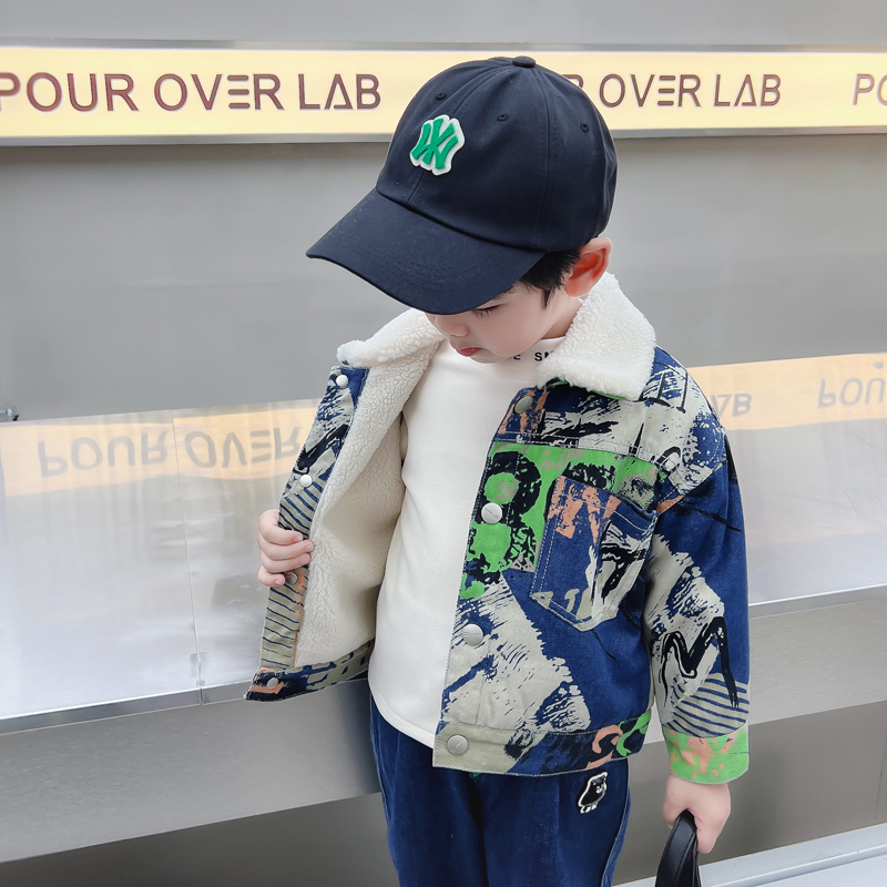 キッズベビー暖かいデニムジャケットパーカーコート毛皮付き幼児 - Winter Clothing Drawing のレビューと価格