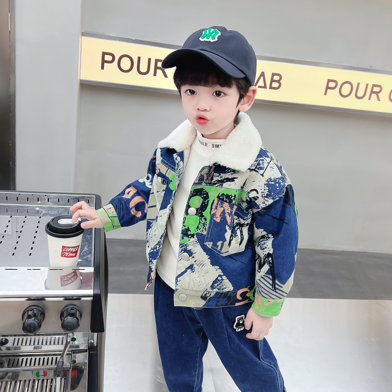キッズベビー暖かいデニムジャケットパーカーコート毛皮付き幼児 - Winter Clothing Drawing のレビューと価格