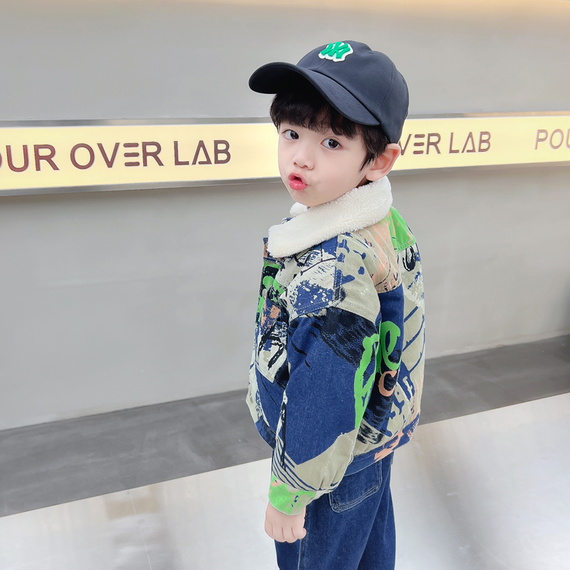 キッズベビー暖かいデニムジャケットパーカーコート毛皮付き幼児 - Winter Clothing Drawing のレビューと価格