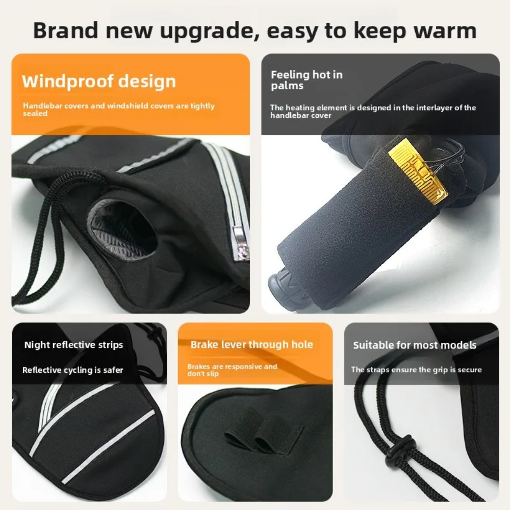 オートバイのハンドルバーカバー冬用加熱電子手袋暖かい防水電気 - Heated Gloves Electric のレビューと価格