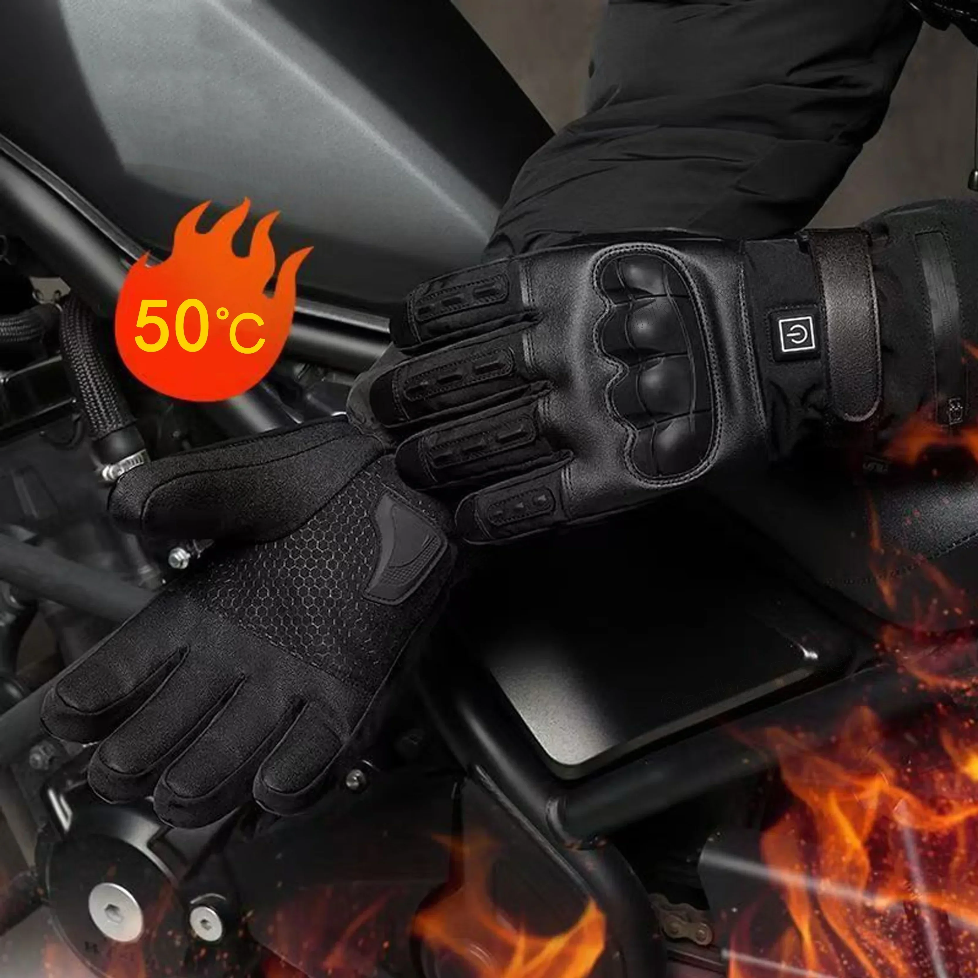加熱手袋ハンドウォーマー電気サーマルグローブ防水スノーボード - Heated Gloves Electric のレビューと価格