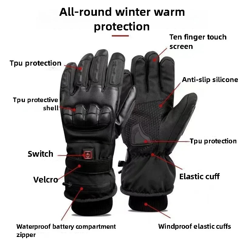 加熱手袋ハンドウォーマー電気サーマルグローブ防水スノーボード - Heated Gloves Electric のレビューと価格