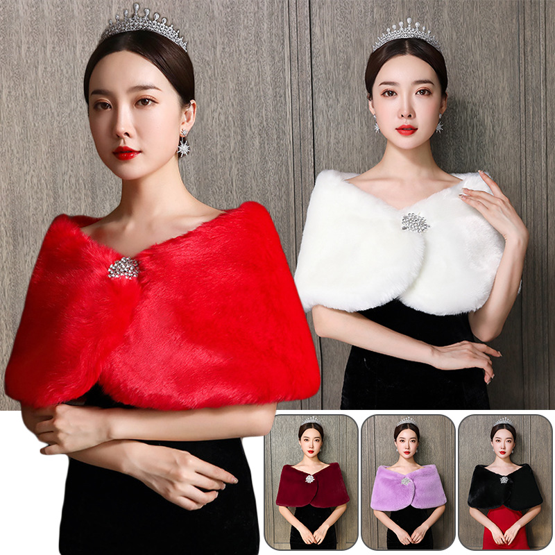 女性ブライダルショールの結婚式の岬冬暖かいボレロマントコート - Winter Clothing Pk のレビューと価格