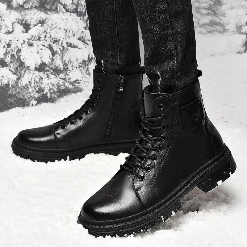 男性用本革ブーツ,厚手のボトム,コットン,耐寒性,ワークスー - Winter Clothing Hiking のレビューと価格