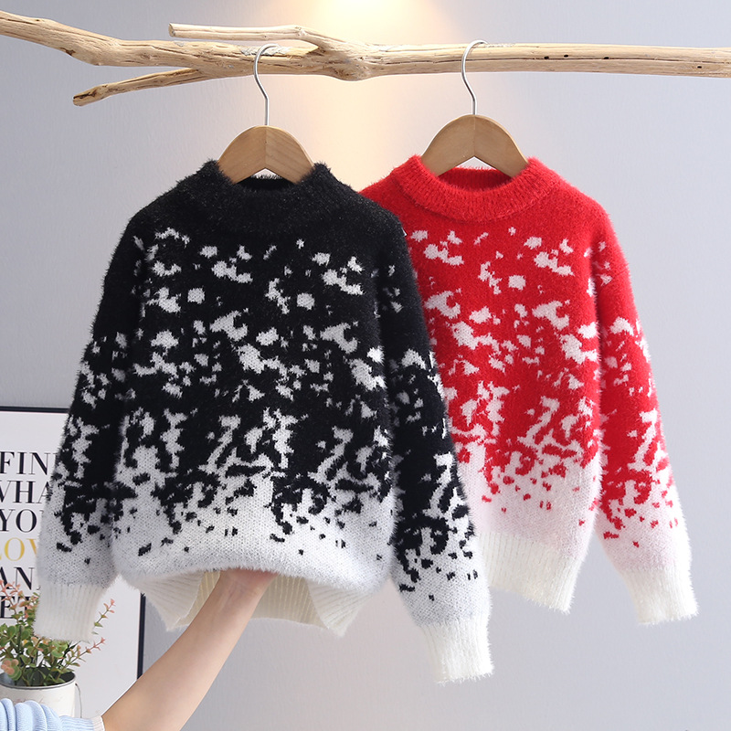 2025秋冬子供用ニット服、ブラックスポット男の子セーター、 - Winter Clothing Drawing のレビューと価格
