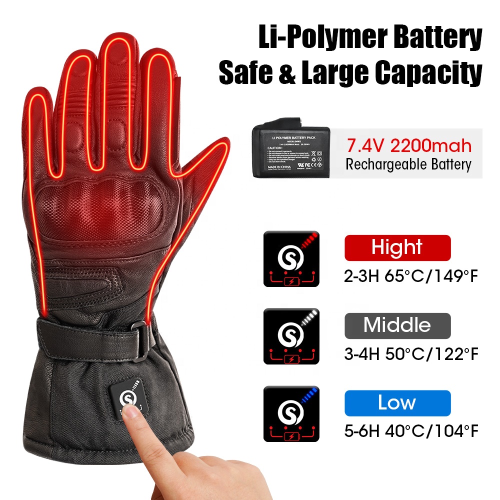 高品質な本革製、電熱機能付き、滑り止め加工、タッチスクリーン - Heated Gloves Electric のレビューと価格