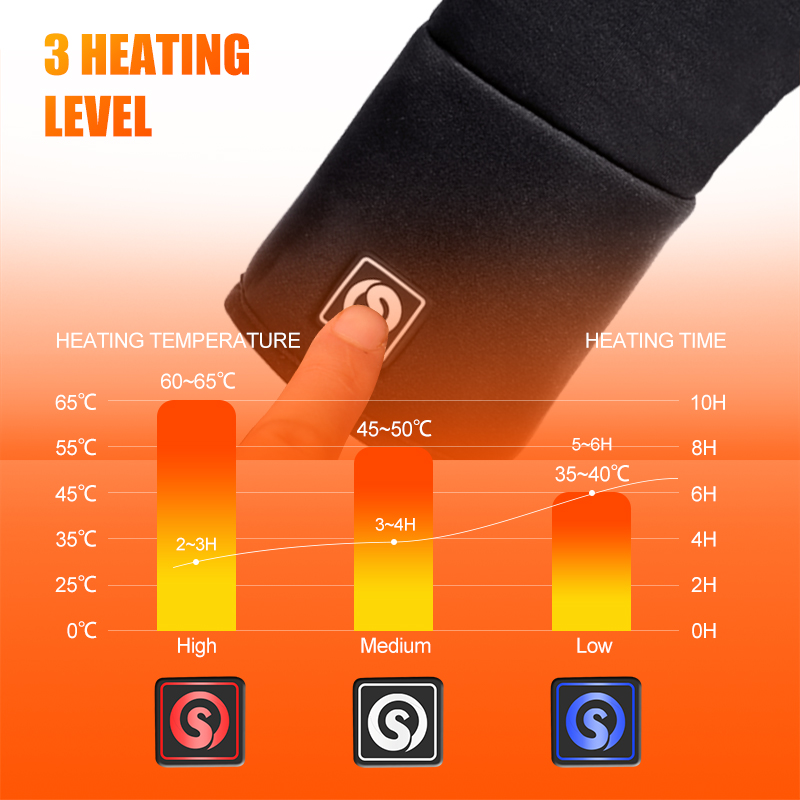 充電式電気ライナー加熱手袋冬暖かいタッチスキー手袋アウトドア - Heated Gloves Electric のレビューと価格