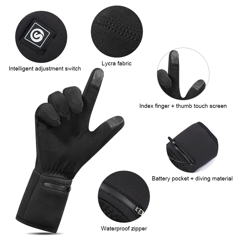 充電式電気ライナー加熱手袋冬暖かいタッチスキー手袋アウトドア - Heated Gloves Electric のレビューと価格